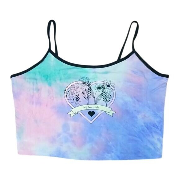 Love Streak Self Love Club Purple Tie Dye Crop Top - Picture 1 of 4